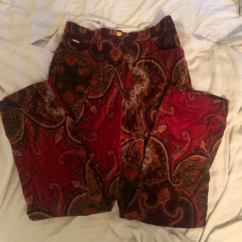 St John by Marie Gray patterned velvet pants